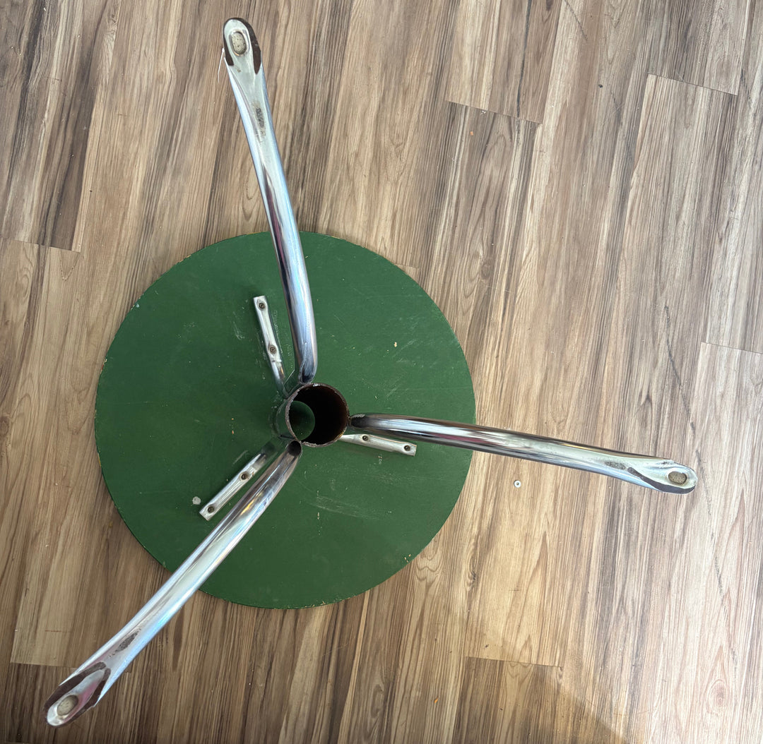 FUR-193 Pop Art Daisy Print &amp; Chrome Side Table with Hoof Feet, c.1960s–70s