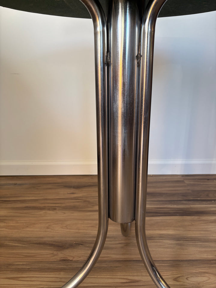 FUR-193 Pop Art Daisy Print &amp; Chrome Side Table with Hoof Feet, c.1960s–70s