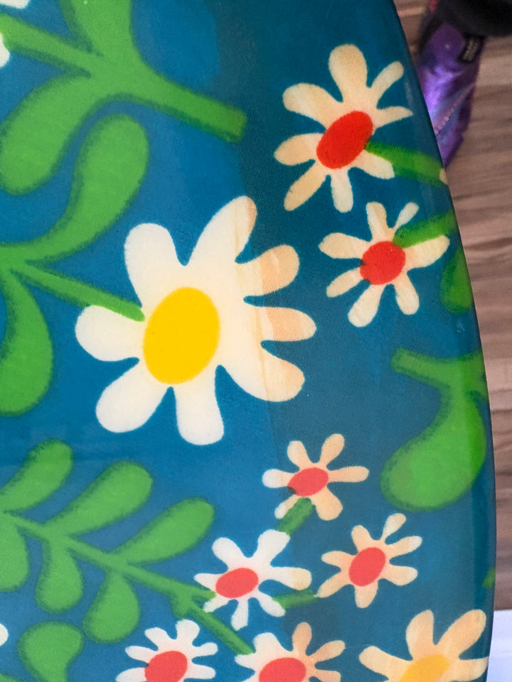FUR-193 Pop Art Daisy Print &amp; Chrome Side Table with Hoof Feet, c.1960s–70s