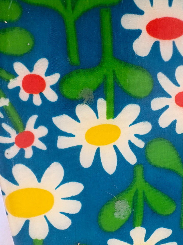 FUR-193 Pop Art Daisy Print &amp; Chrome Side Table with Hoof Feet, c.1960s–70s