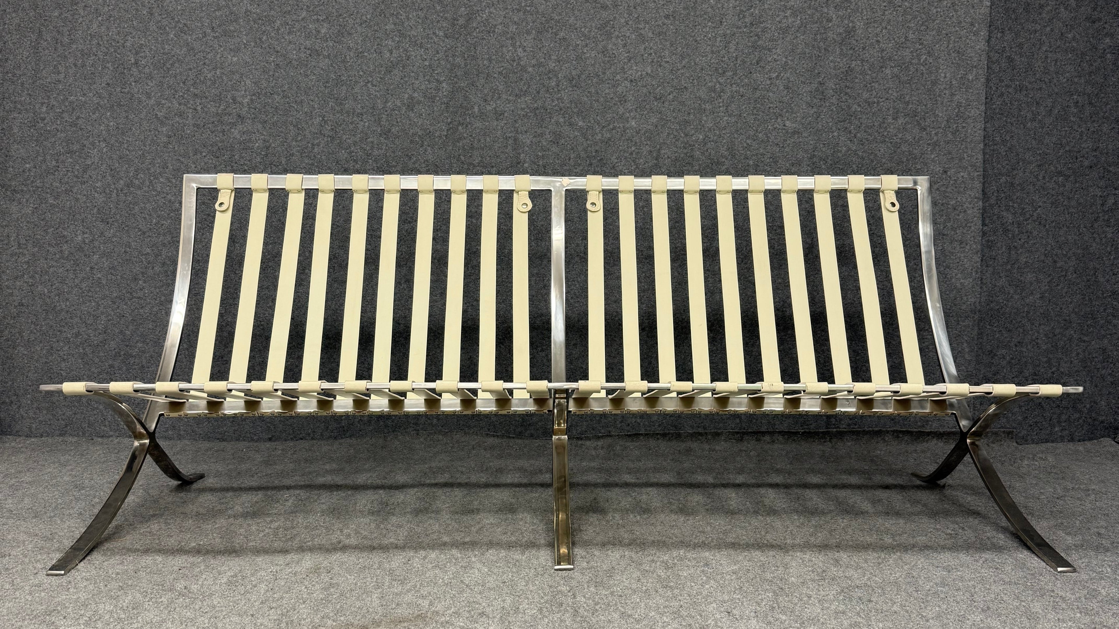 Barcelona Style Loveseat– Mies van der Rohe Style