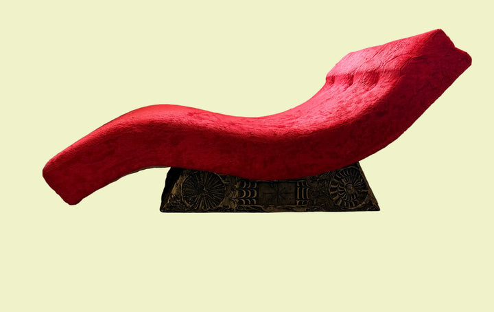 FUR-139 Adrian Pearsall — Rare Red "Goop" Brutalist Wave Chaise Lounge for Craft Associates, MCM / Atomic Age, c.1970s