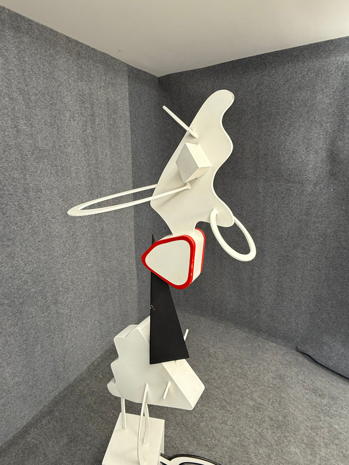 ART-052 Brad Howe — Life-Size Postmodern Abstract Mixed Metal Sculpture on Triangular Base, Signed, 71.5" Total Height
