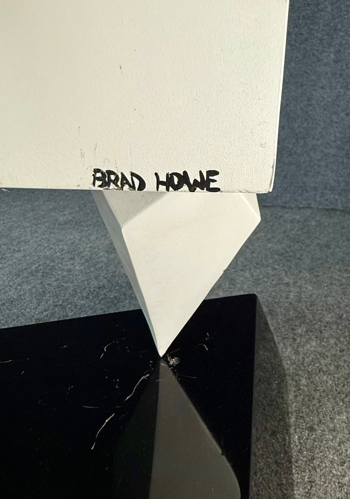ART-052 Brad Howe — Life-Size Postmodern Abstract Mixed Metal Sculpture on Triangular Base, Signed, 71.5" Total Height