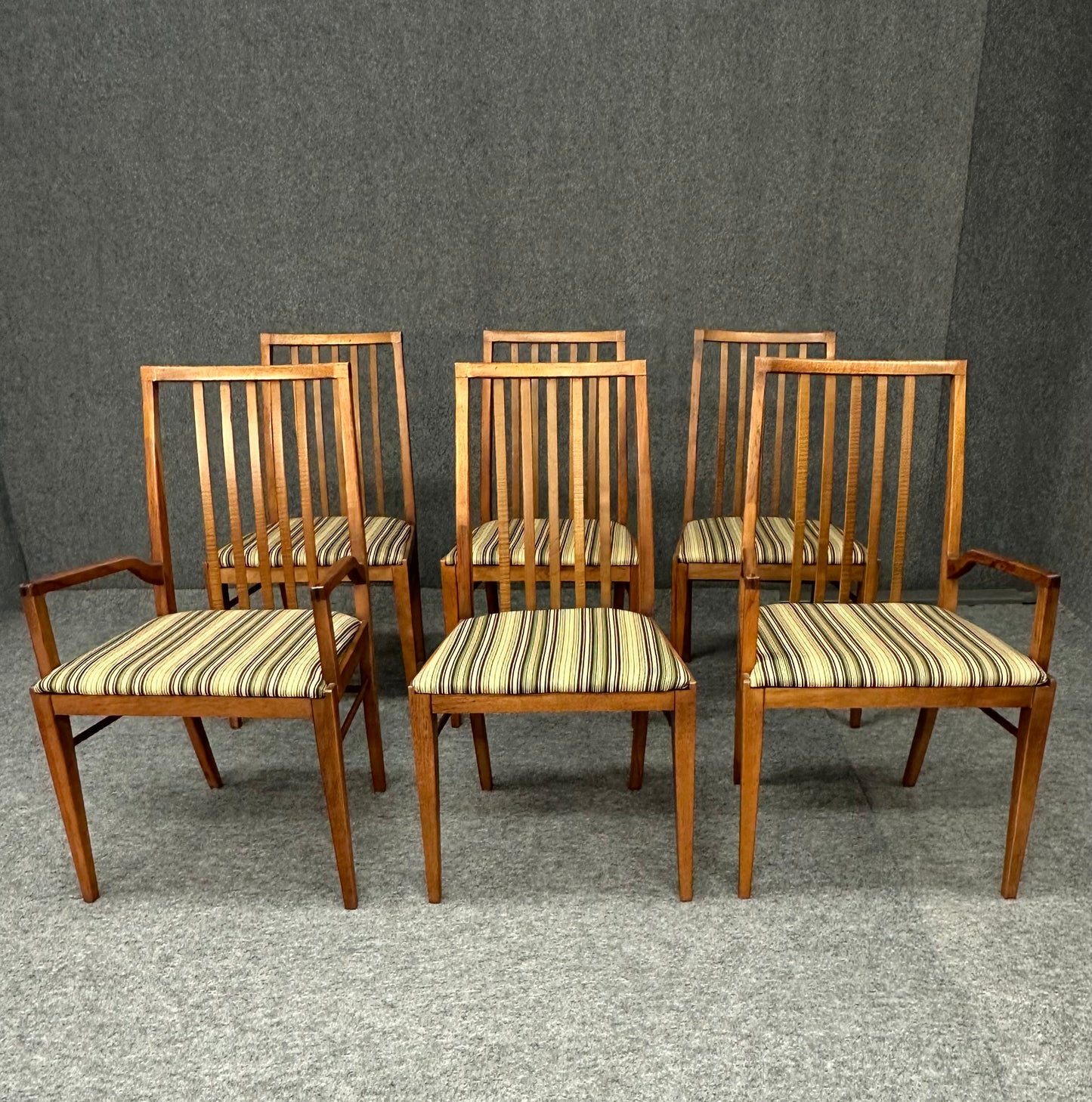 Six Mid-Century Walnut Dining Chairs