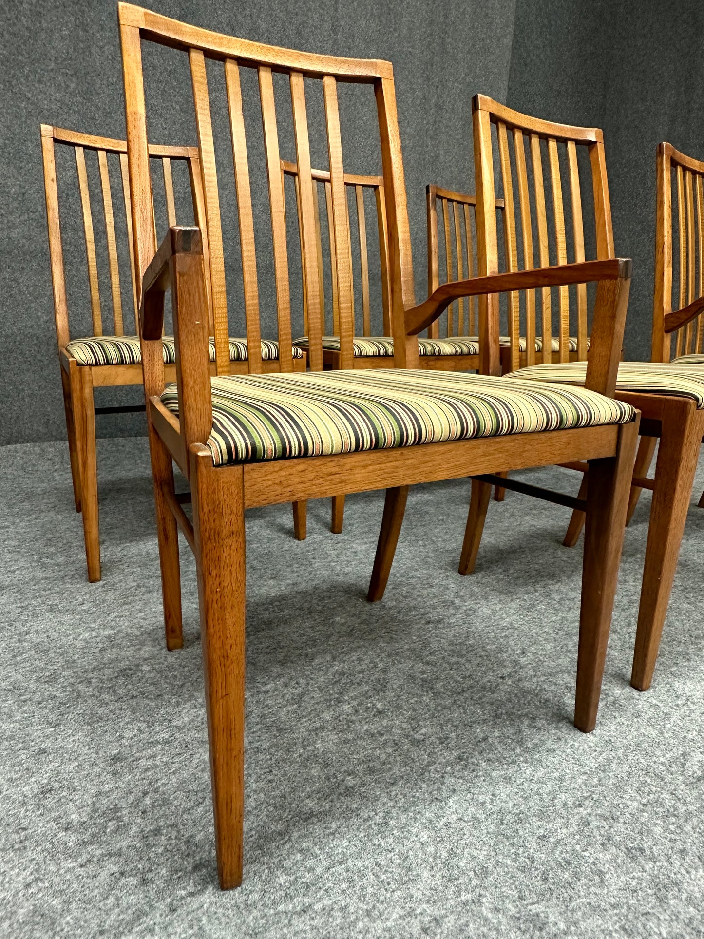 Six Mid-Century Walnut Dining Chairs