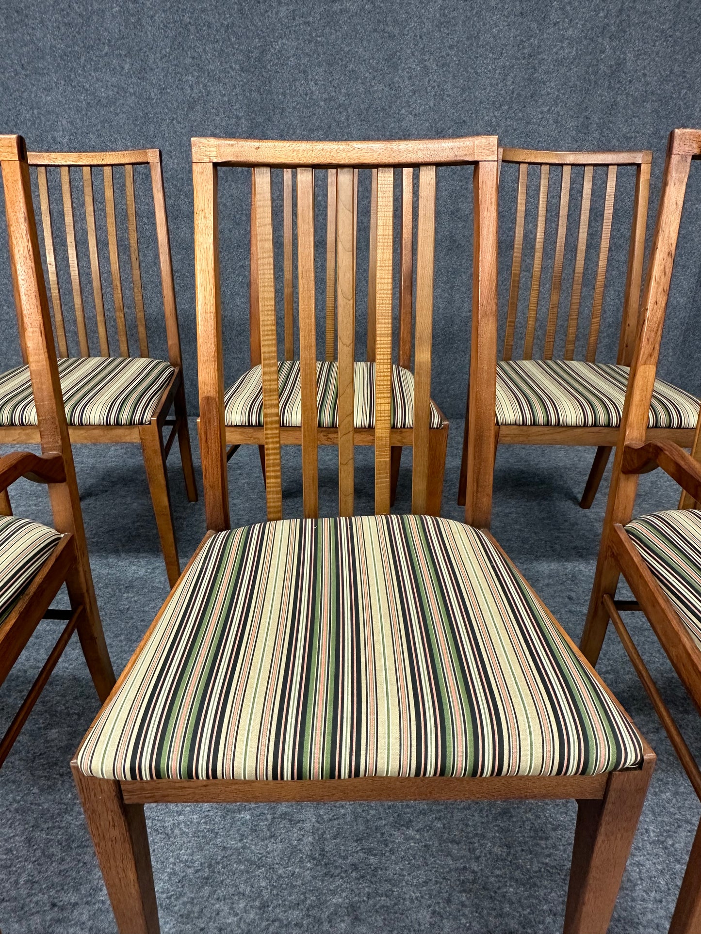 Six Mid-Century Walnut Dining Chairs