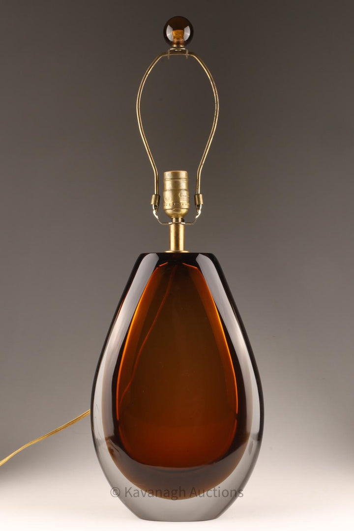 LGT-019 Murano Sommerso Amber Glass Table Lamp, Attr. Flavio Poli (Italy, MCM)