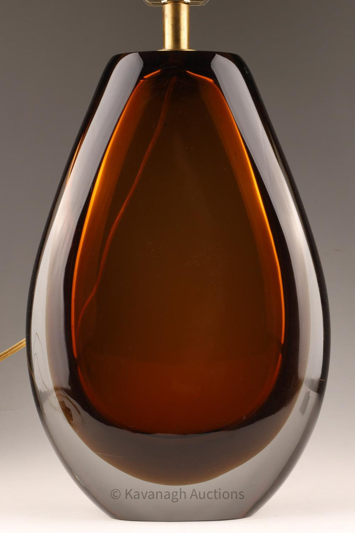 LGT-019 Murano Sommerso Amber Glass Table Lamp, Attr. Flavio Poli (Italy, MCM)
