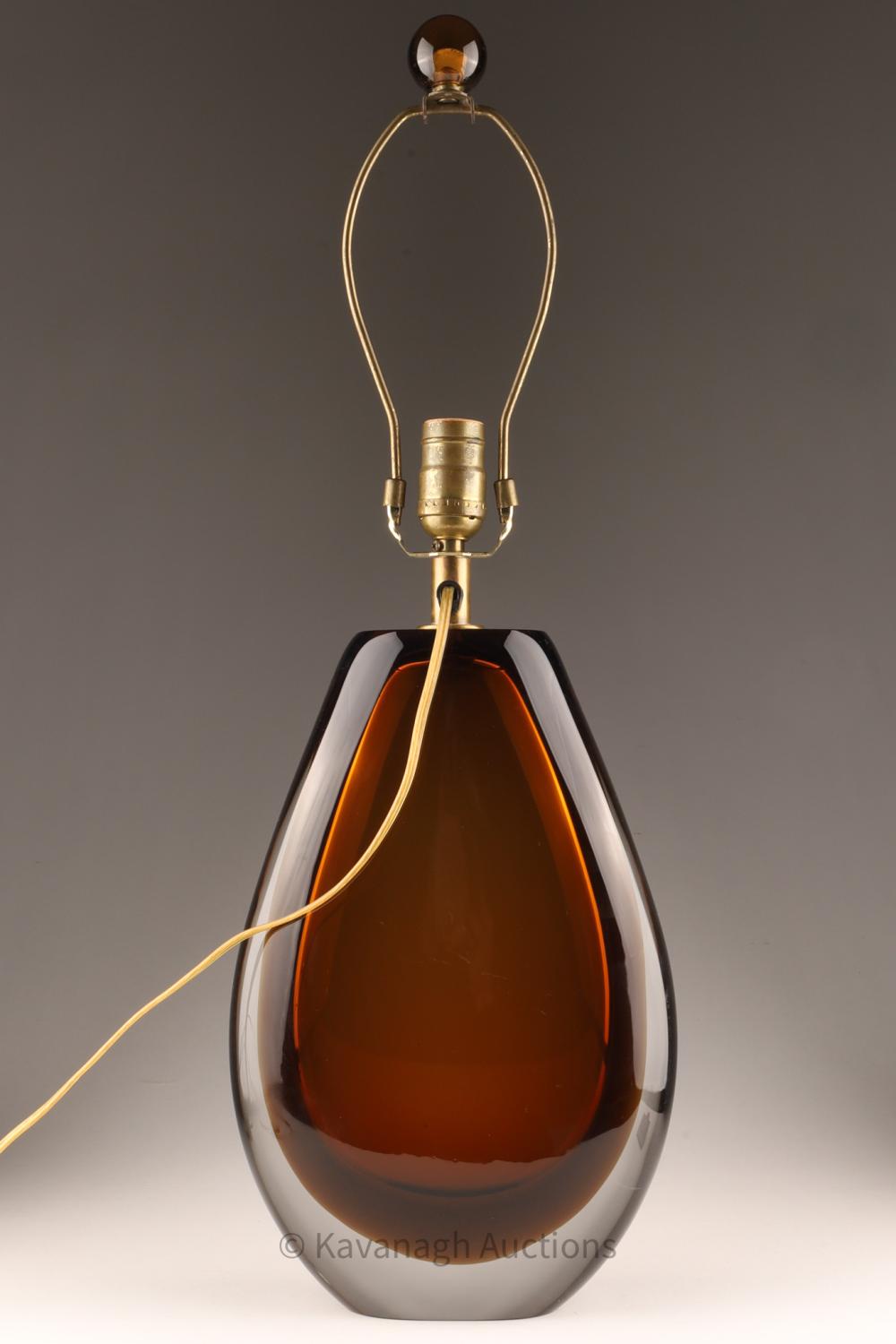 LGT-019 Murano Sommerso Amber Glass Table Lamp, Attr. Flavio Poli (Italy, MCM)