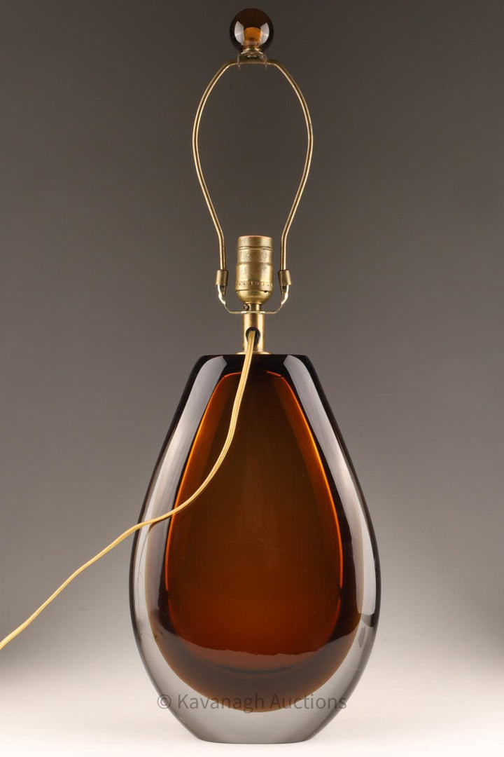 LGT-019 Murano Sommerso Amber Glass Table Lamp, Attr. Flavio Poli (Italy, MCM)