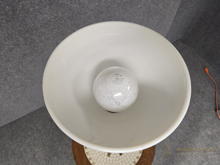 MCM-008 — Mid-Century Modern Round Tile Top Table Floor Lamp with Sculptural X Base — 61" Tall