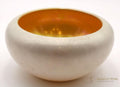 Vintage Iridescent White Glass Bowl — 8" Diameter, Mid-Century Decorative Art Glass