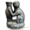 Egyptian Gilt Bronze Monkey Statue with Applied Coin to Base, 20th Century