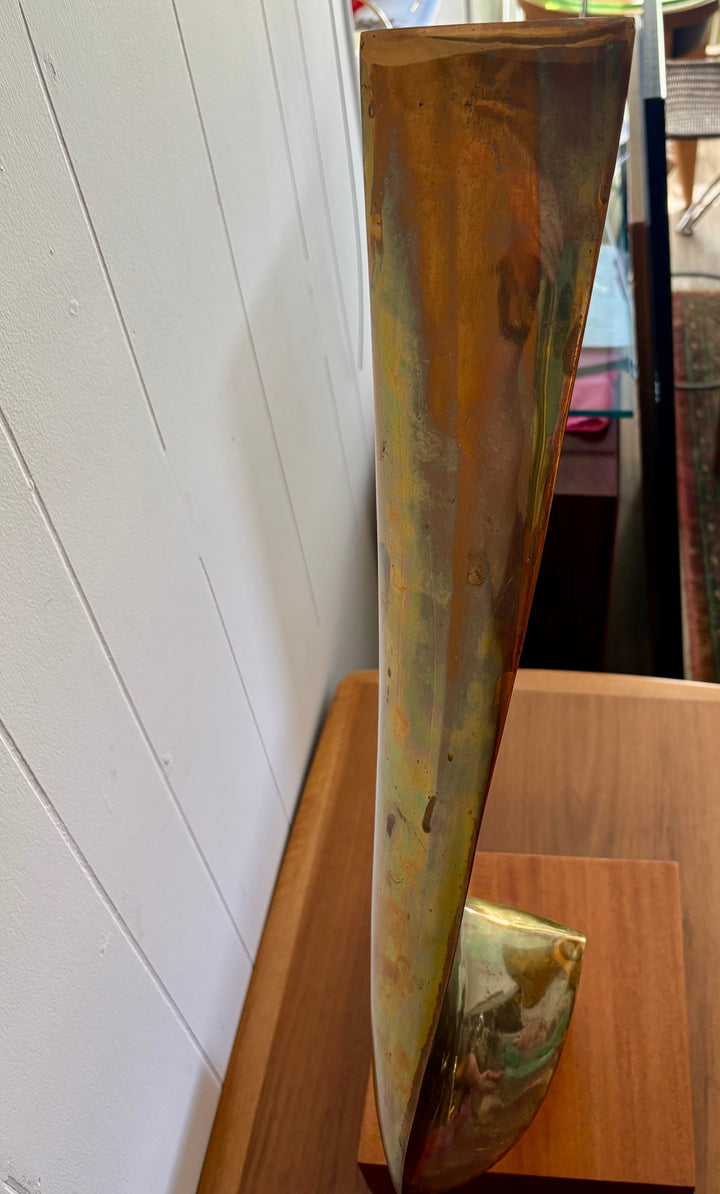 MCM-074 Leonardo Nierman (1932–2023) — "Flame," Polished Bronze Sculpture on Wooden Base, Edition 6/6, 32.5" H, Signed, Mexican Modernist