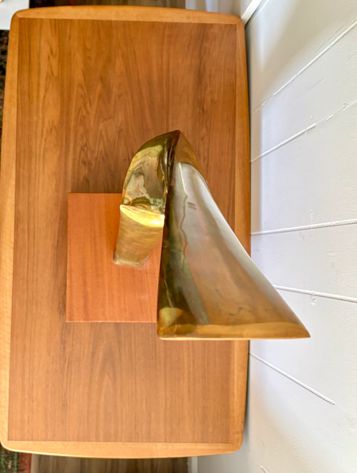 MCM-074 Leonardo Nierman (1932–2023) — "Flame," Polished Bronze Sculpture on Wooden Base, Edition 6/6, 32.5" H, Signed, Mexican Modernist