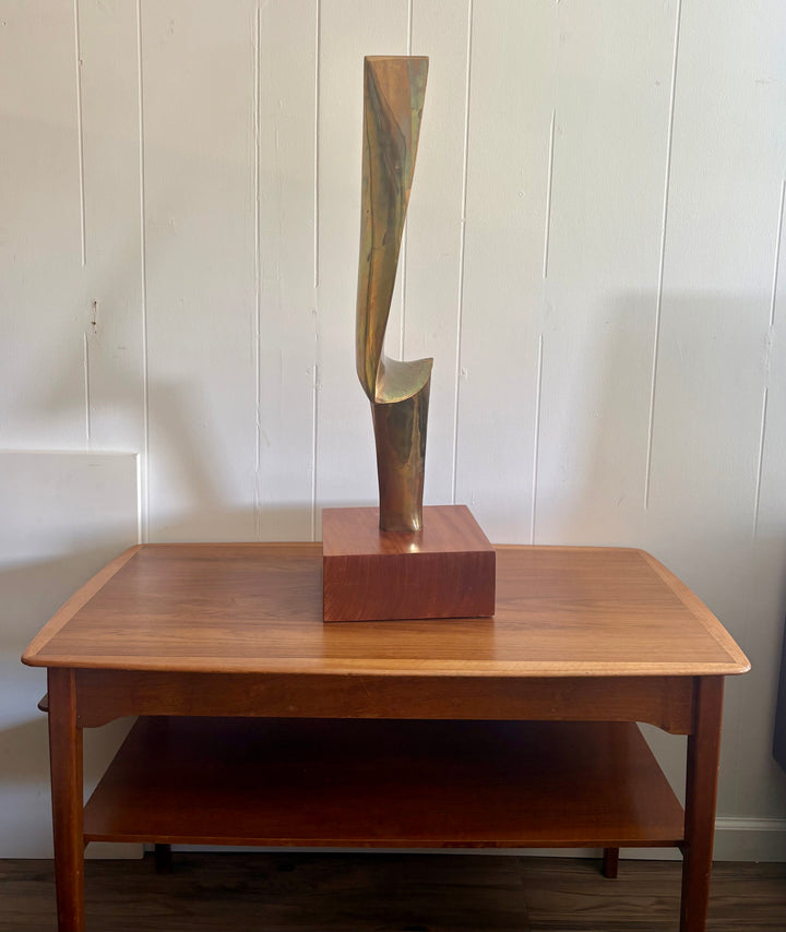 MCM-074 Leonardo Nierman (1932–2023) — "Flame," Polished Bronze Sculpture on Wooden Base, Edition 6/6, 32.5" H, Signed, Mexican Modernist