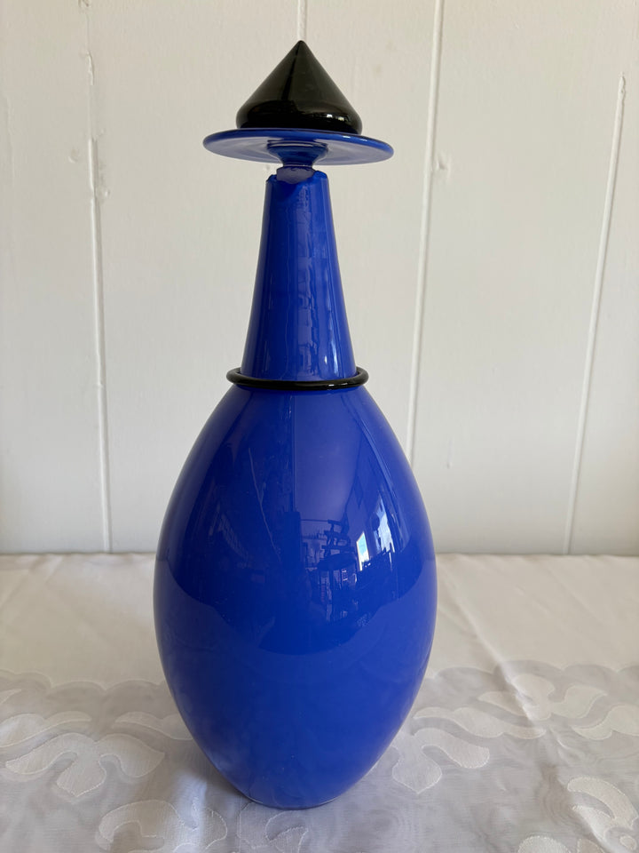 MCM-118 Lino Tagliapietra &amp; Marina Angelin for Effetre International — Murano Glass Decanter, Blue, Signed, Ed. 2/200, 1985