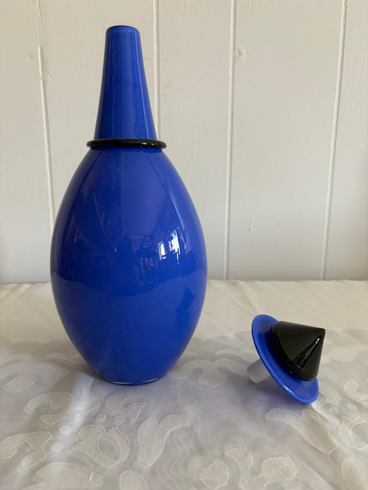 MCM-118 Lino Tagliapietra &amp; Marina Angelin for Effetre International — Murano Glass Decanter, Blue, Signed, Ed. 2/200, 1985