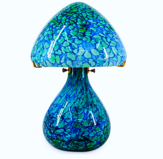 Blue Murano Glass Mushroom Lamp