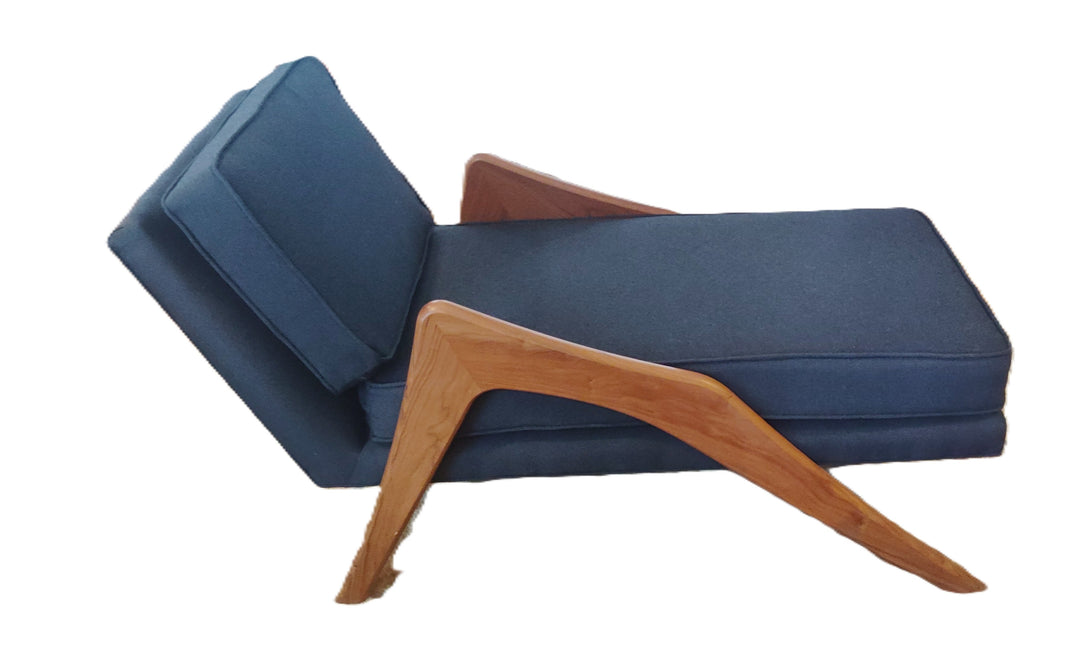 FUR-031 Adrian Pearsall-Inspired Grasshopper Legs Chaise Lounge — Model 965-CX | Black &amp; Mahogany | Spatial Art-Works
