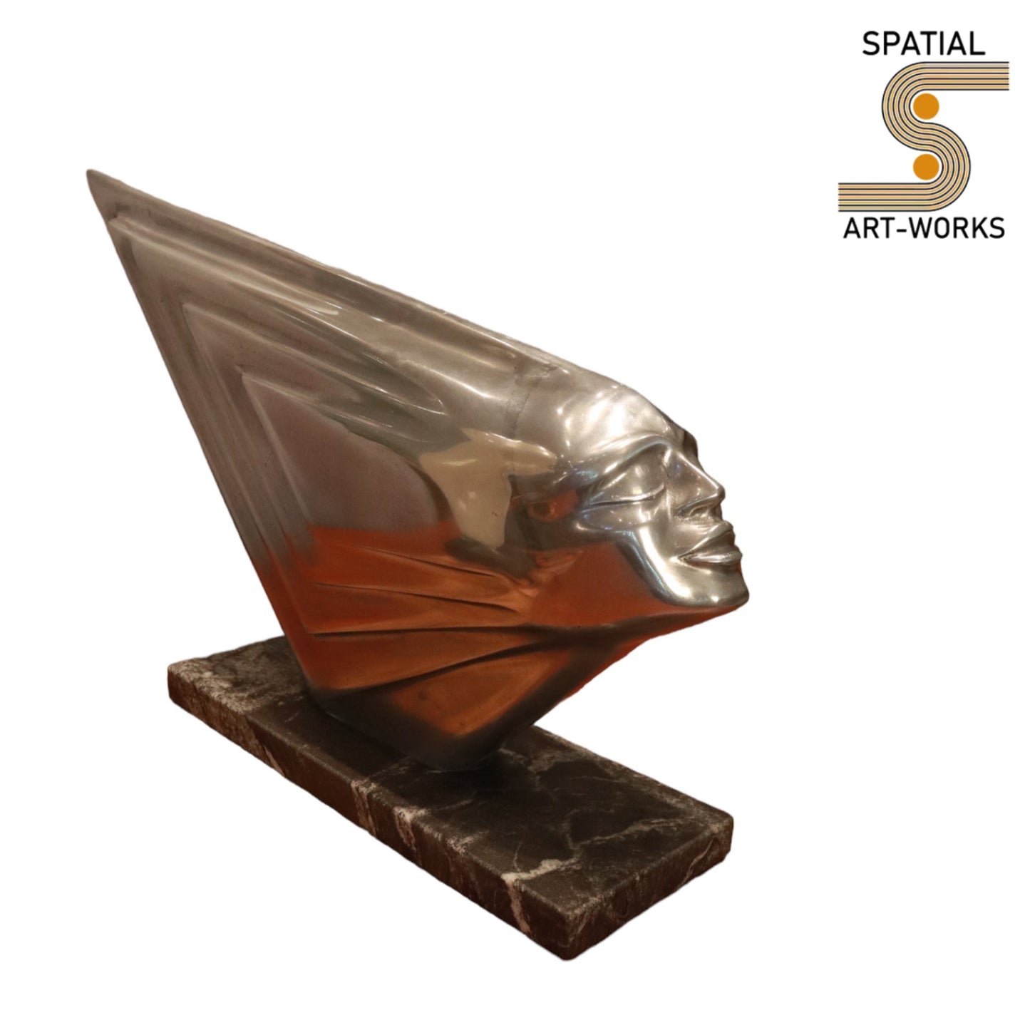 Lee Duran Modern Art Deco Siren Sculpture Chrome Goddess 2