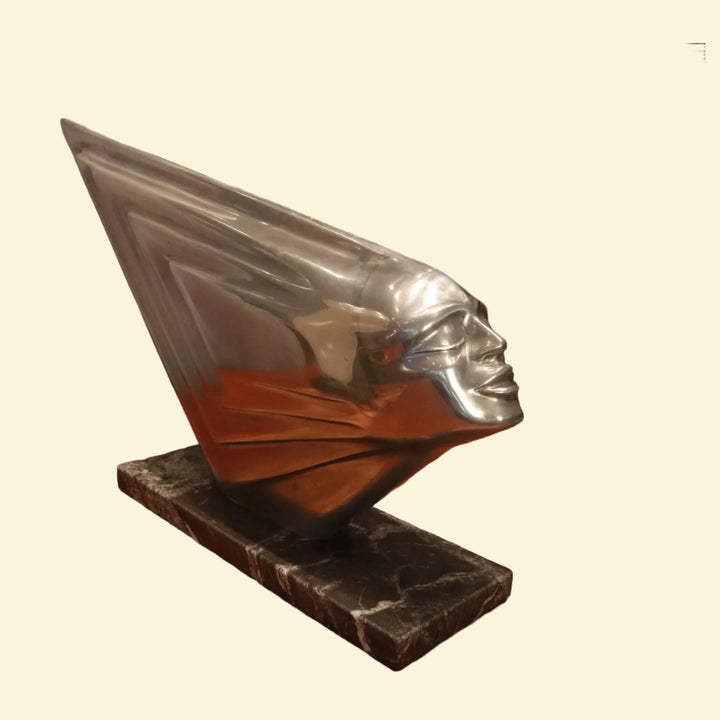 MCM-089 Lee Duran Modern Art Deco Siren Sculpture Chrome Goddess 2